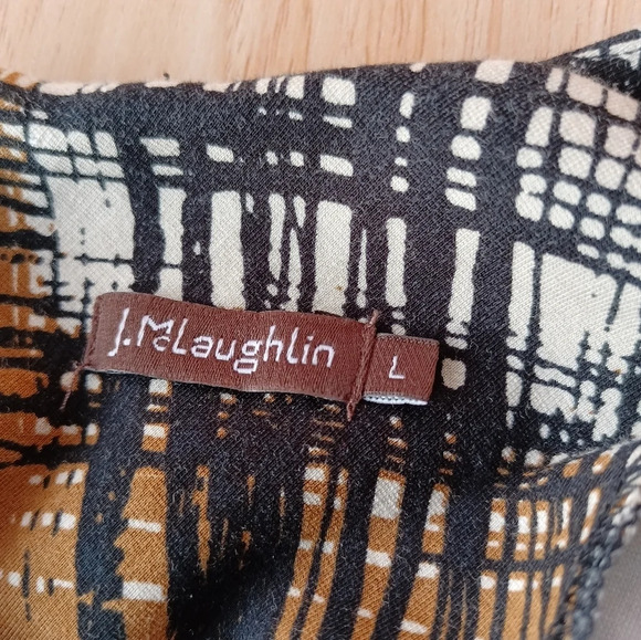 J. McLaughlin Catalyst Black Brown Tan Mod Plaid Ponte Sheath Dress Large - Picture 6 of 9